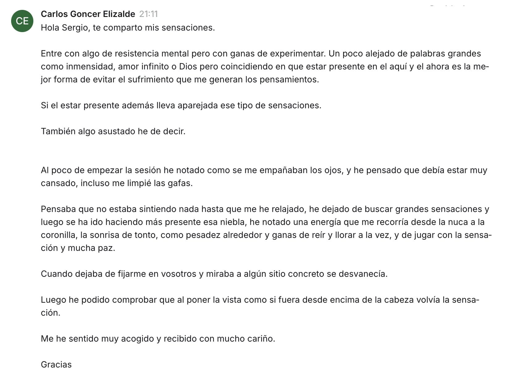 Mensaje de Carlos
