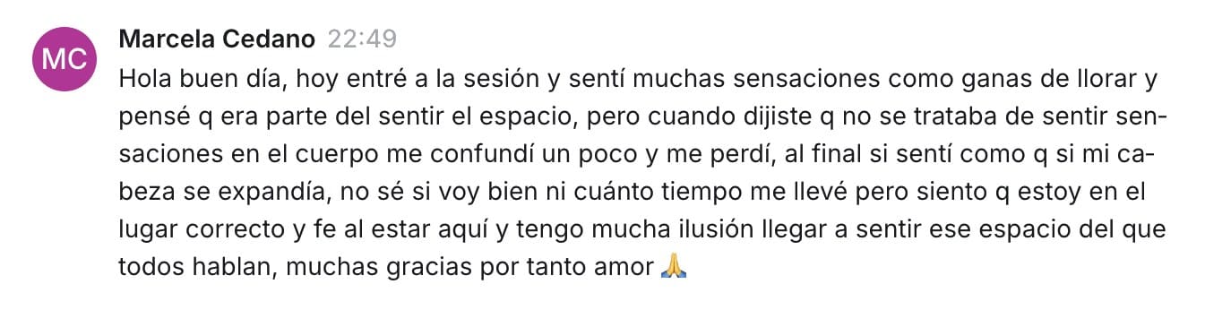 Mensaje de Marcela